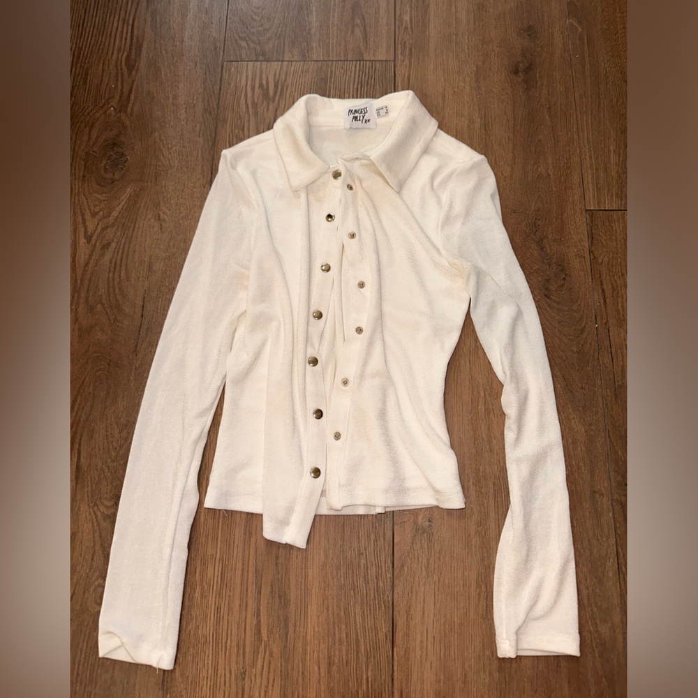 Princess Polly White Long Sleeve Snap Button